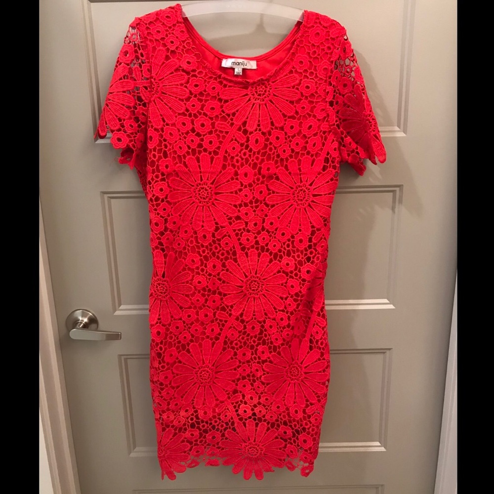 Red floral dress